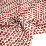 Tissu cotonnade motif japonais KIKKŌ HANABISHI, fleurs & hexagones, rouge & écru - TissusPapi.com