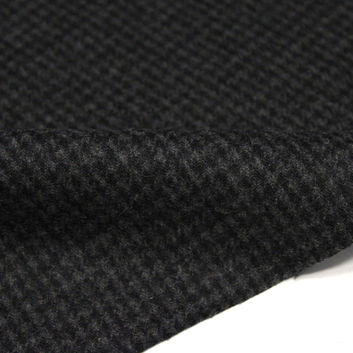Tissu lainage faux-uni Pied de Poule noir & anthracite - Fabrication italienne