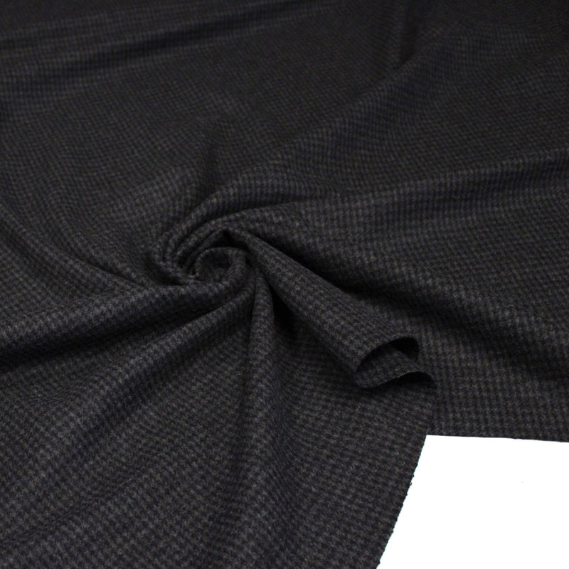 Tissu lainage faux-uni Pied de Poule noir & anthracite - Fabrication italienne - TissusPapi.com