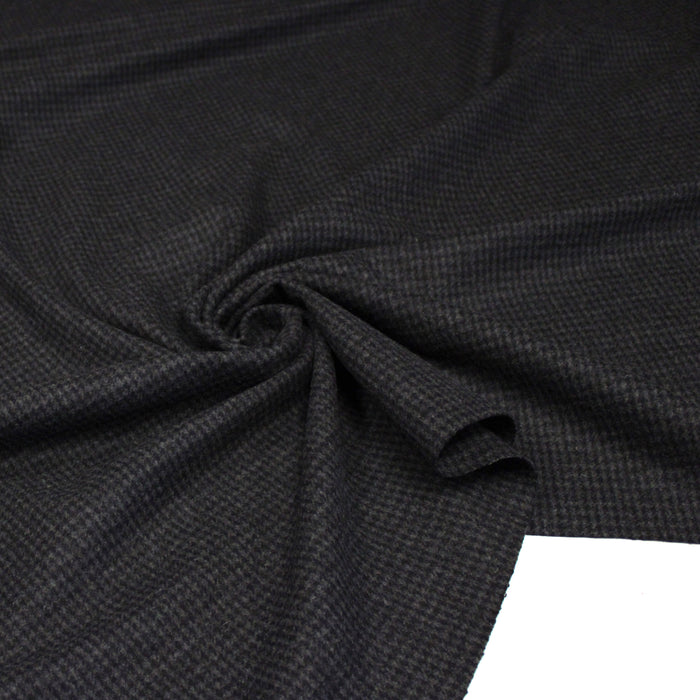 Tissu lainage faux-uni Pied de Poule noir & anthracite - Fabrication italienne