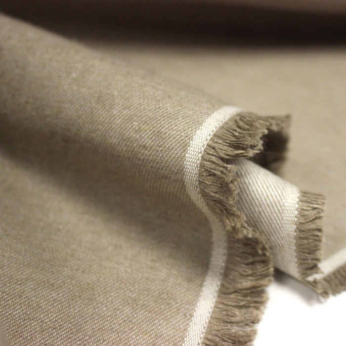 Tissu DENIM toile sergé couleur lin naturel, coton bio et coton recyclé - Matières recyclées - TissusPapi.com