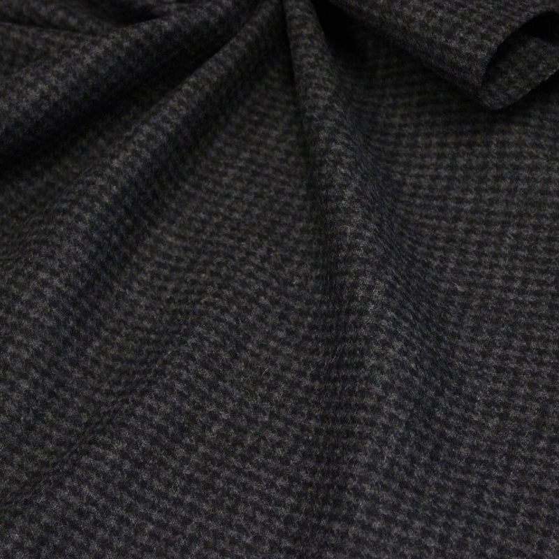 Tissu lainage faux-uni Pied de Poule noir & anthracite - Fabrication italienne - TissusPapi.com