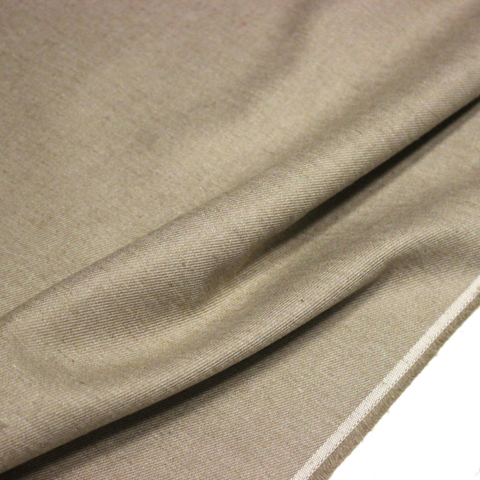 Tissu DENIM toile sergé couleur lin naturel, coton bio et coton recyclé - Matières recyclées - TissusPapi.com