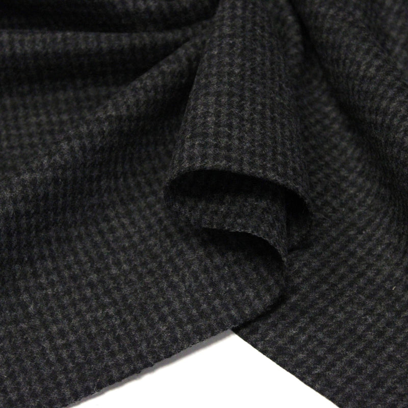 Tissu lainage faux-uni Pied de Poule noir & anthracite - Fabrication italienne - TissusPapi.com
