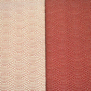 Tissu cotonnade motif japonais SEIGAIHA : écru/rouge et rouge/écru - COLLECTION JAPON ROUGE - TissusPapi.com