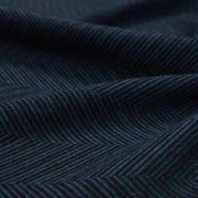 Tissu lainage faux-uni chevrons bleu canard & noir - Fabrication italienne - TissusPapi.com