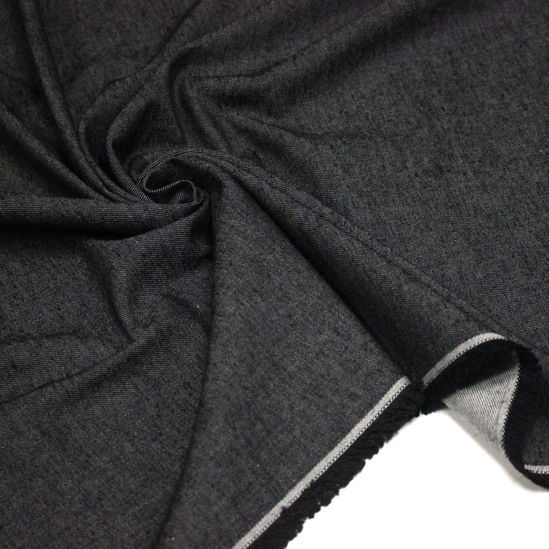Tissu DENIM toile sergé noir, coton bio et coton recyclé - Matières recyclées - TissusPapi.com