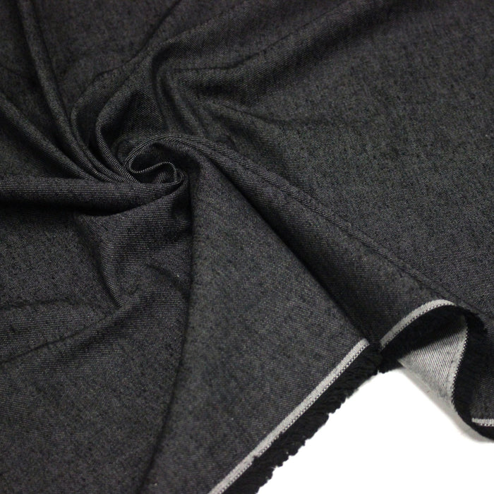 Tissu DENIM toile sergé noir, coton bio et coton recyclé - Matières recyclées - TissusPapi.com
