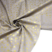 Tissu coton Noël, gris aux étoiles dorées - TissusPapi.com