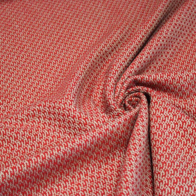 Tissu lainage faux-uni rouges et grège - Fabrication italienne - TissusPapi.com