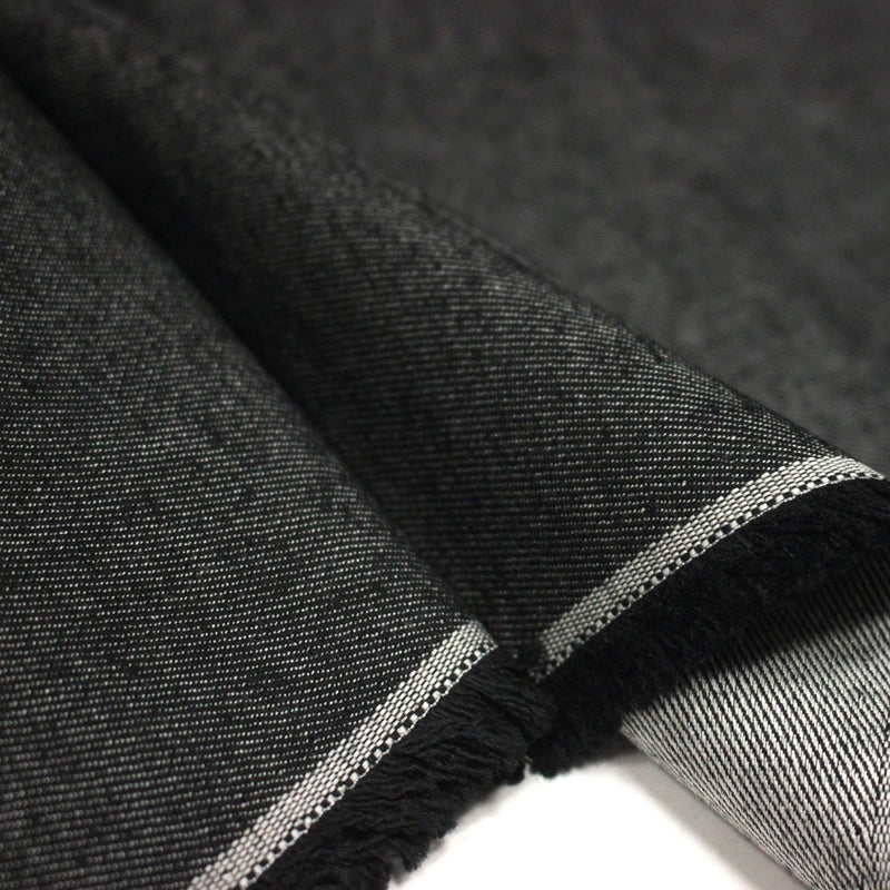 Tissu DENIM toile sergé noir, coton bio et coton recyclé - Matières recyclées - TissusPapi.com