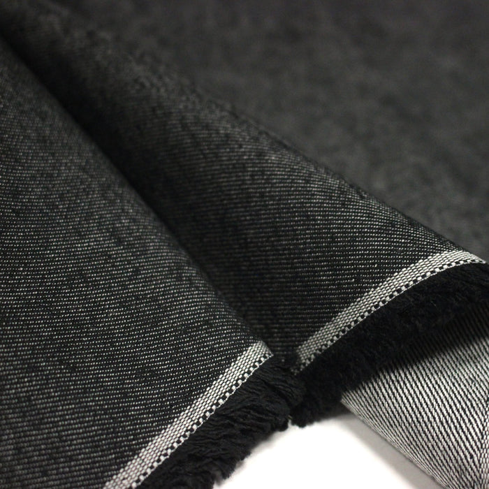 Tissu DENIM toile sergé noir, coton bio et coton recyclé - Matières recyclées - TissusPapi.com