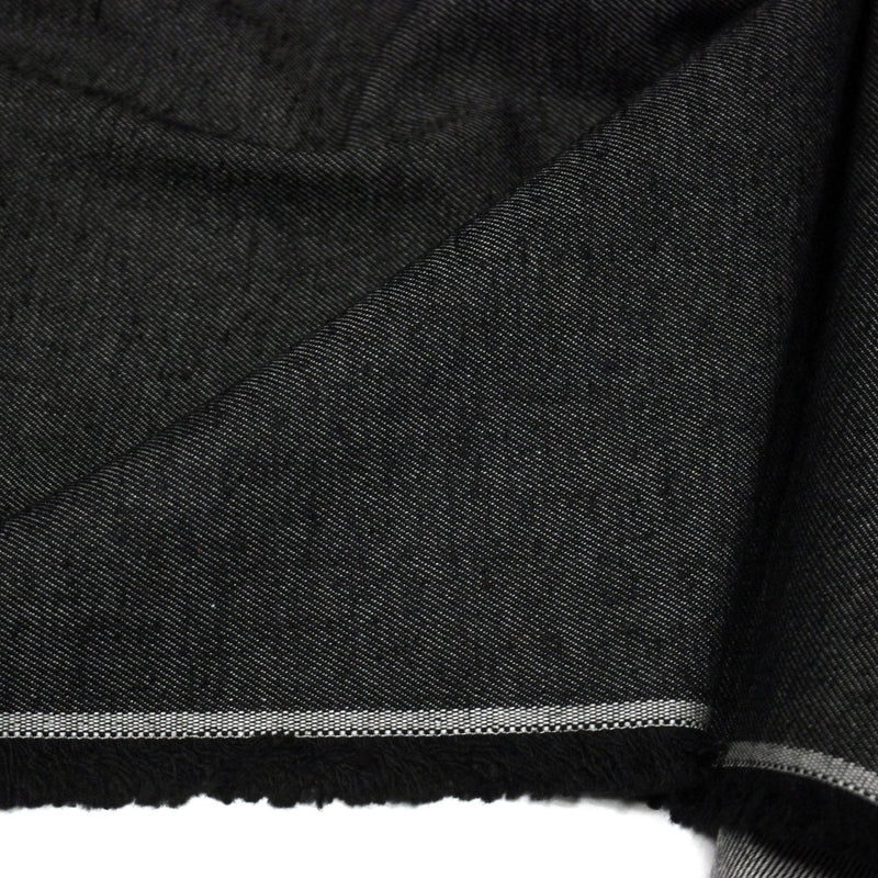 Tissu DENIM toile sergé noir, coton bio et coton recyclé - Matières recyclées - TissusPapi.com