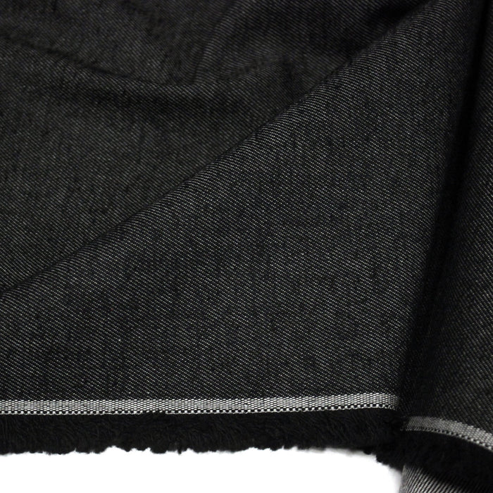 Tissu DENIM toile sergé noir, coton bio et coton recyclé - Matières recyclées - TissusPapi.com
