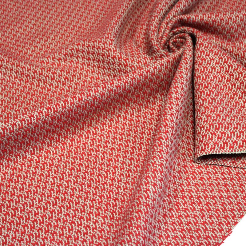 Tissu lainage faux-uni rouges et grège - Fabrication italienne - TissusPapi.com