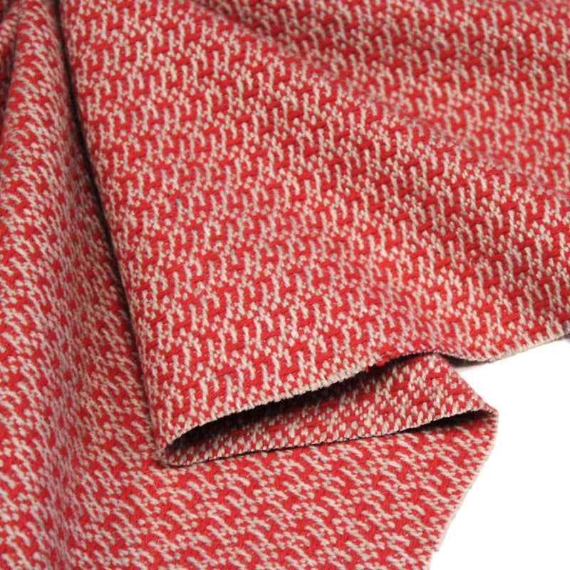 Tissu lainage faux-uni rouges et grège - Fabrication italienne - TissusPapi.com