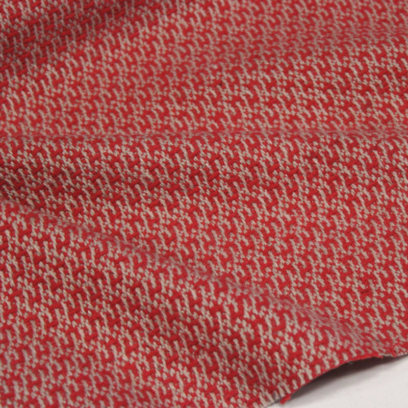 Tissu lainage faux-uni rouges et grège - Fabrication italienne - TissusPapi.com