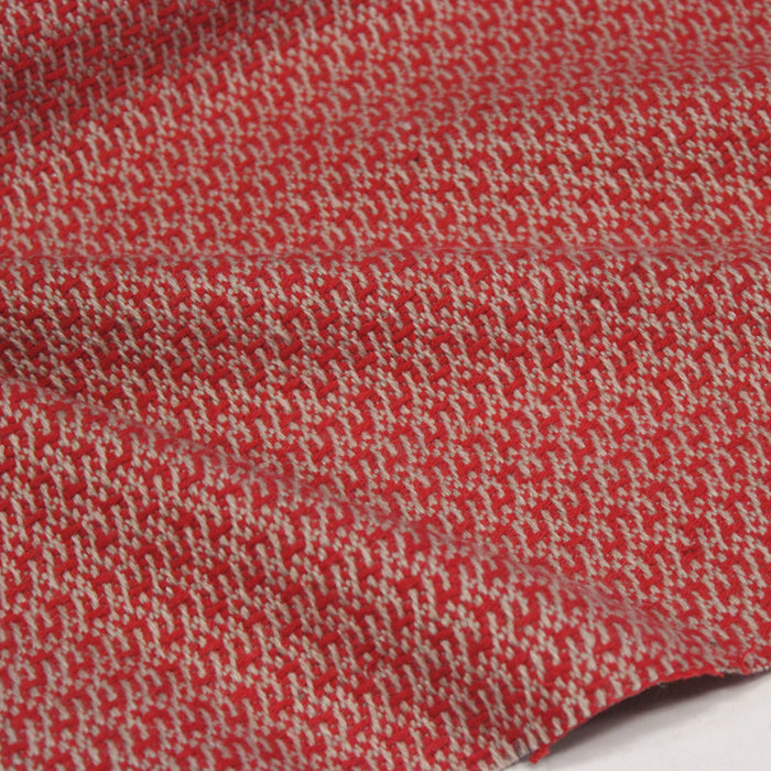 Tissu lainage faux-uni rouges et grège - Fabrication italienne