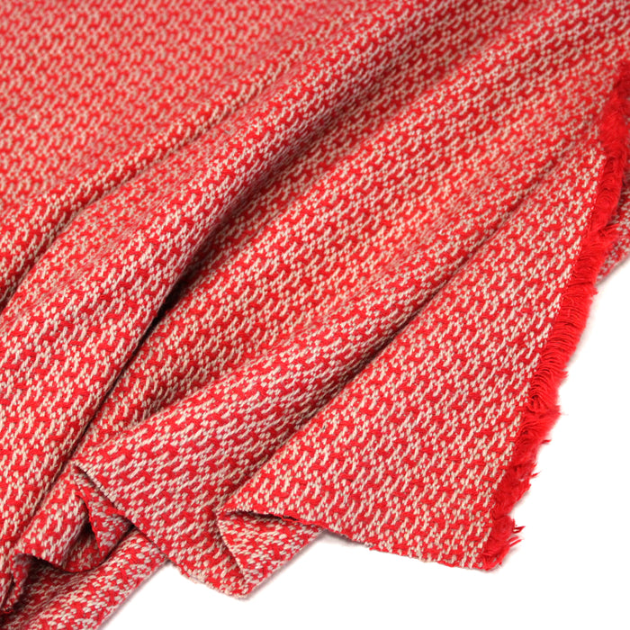 Tissu lainage faux-uni rouges et grège - Fabrication italienne