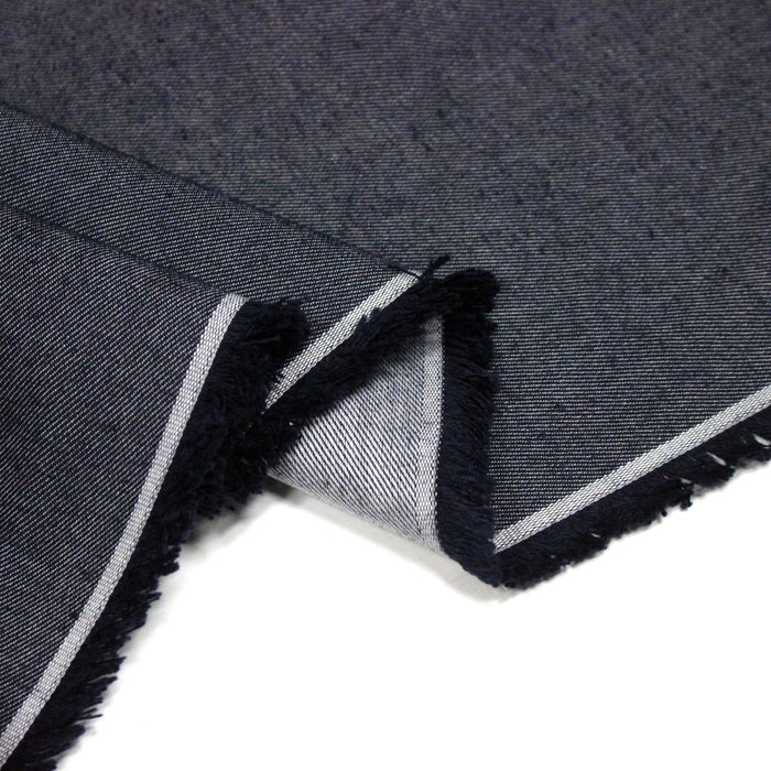 Tissu DENIM toile sergé bleu denim, coton bio et coton recyclé - Matières recyclées - TissusPapi.com