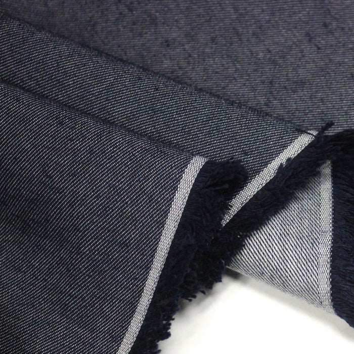 Tissu DENIM toile sergé bleu denim, coton bio et coton recyclé - Matières recyclées - TissusPapi.com