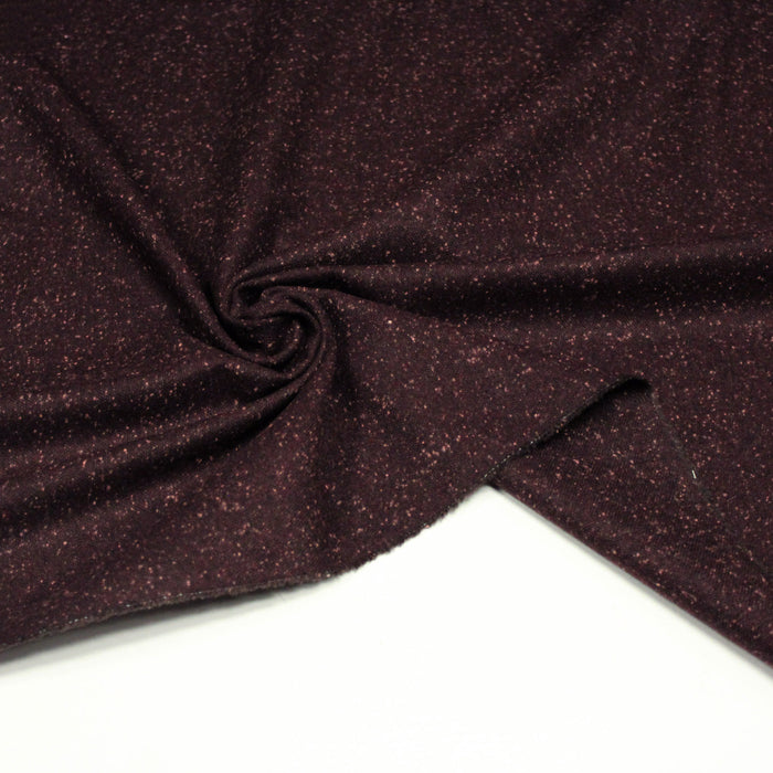 Tissu lainage à tweed rouge bordeaux aux touches roses - Fabrication italienne