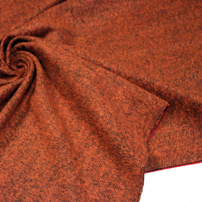 Tissu lainage faux-uni rouille - Fabrication italienne