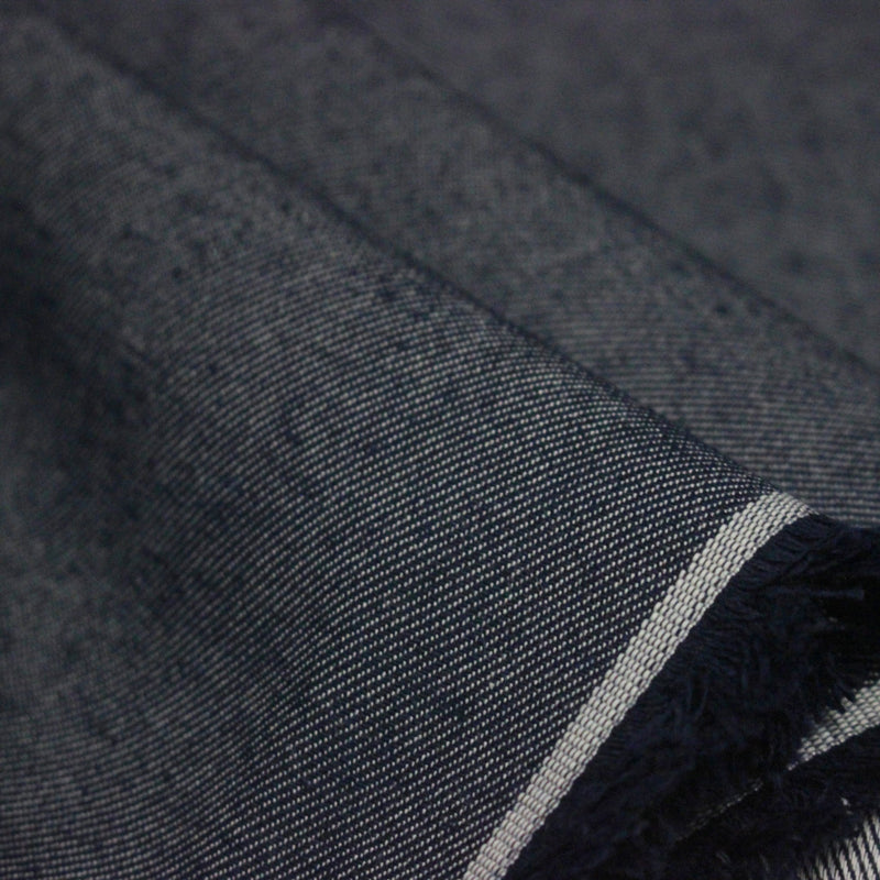 Tissu DENIM toile sergé bleu denim, coton bio et coton recyclé - Matières recyclées - TissusPapi.com