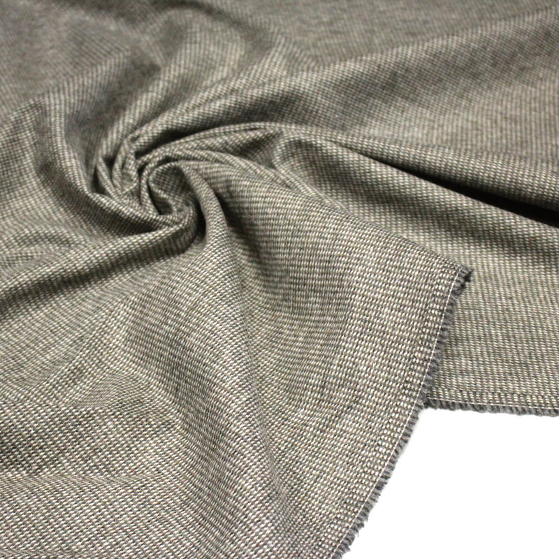 Tissu lainage faux - uni gris, vert kaki & blanc cassé, fin Pied de Poule - TissusPapi.com