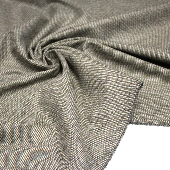 Tissu lainage faux - uni gris, vert kaki & blanc cassé, fin Pied de Poule - TissusPapi.com