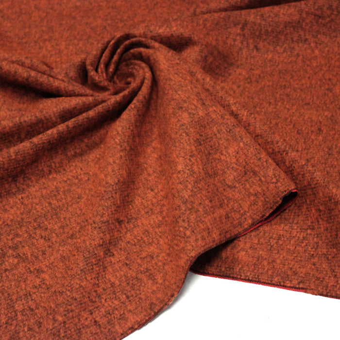 Tissu lainage faux-uni rouille - Fabrication italienne