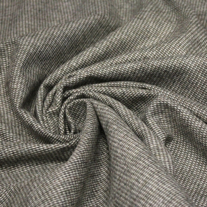 Tissu lainage faux - uni gris, vert kaki & blanc cassé, fin Pied de Poule - TissusPapi.com