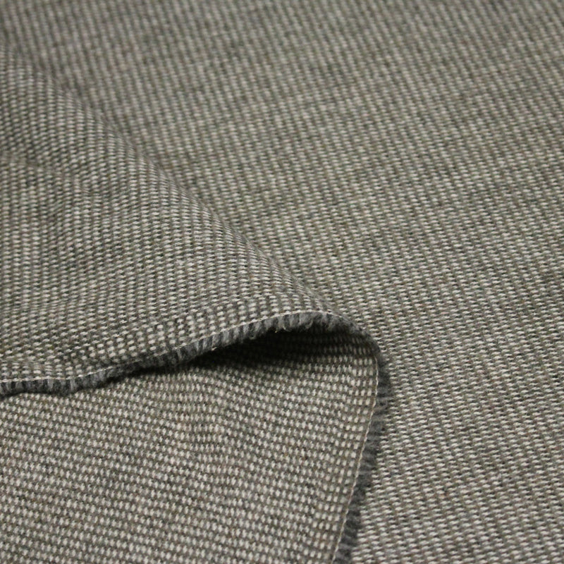 Tissu lainage faux - uni gris, vert kaki & blanc cassé, fin Pied de Poule - TissusPapi.com