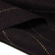 Tissu lainage faux-uni chevrons aubergine & liserés écrus - TissusPapi.com
