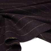 Tissu lainage faux-uni chevrons aubergine & liserés écrus - TissusPapi.com