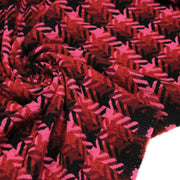 Tissu lainage grand motif pied de coq aux tons roses & noirs - Fabrication italienne - TissusPapi.com