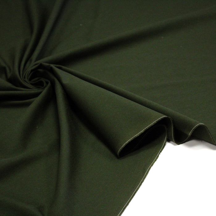 Tissu Gabardine fine 100% coton vert kaki - Fabrication française - TissusPapi.com