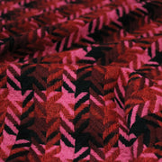 Tissu lainage grand motif pied de coq aux tons roses & noirs - Fabrication italienne - TissusPapi.com