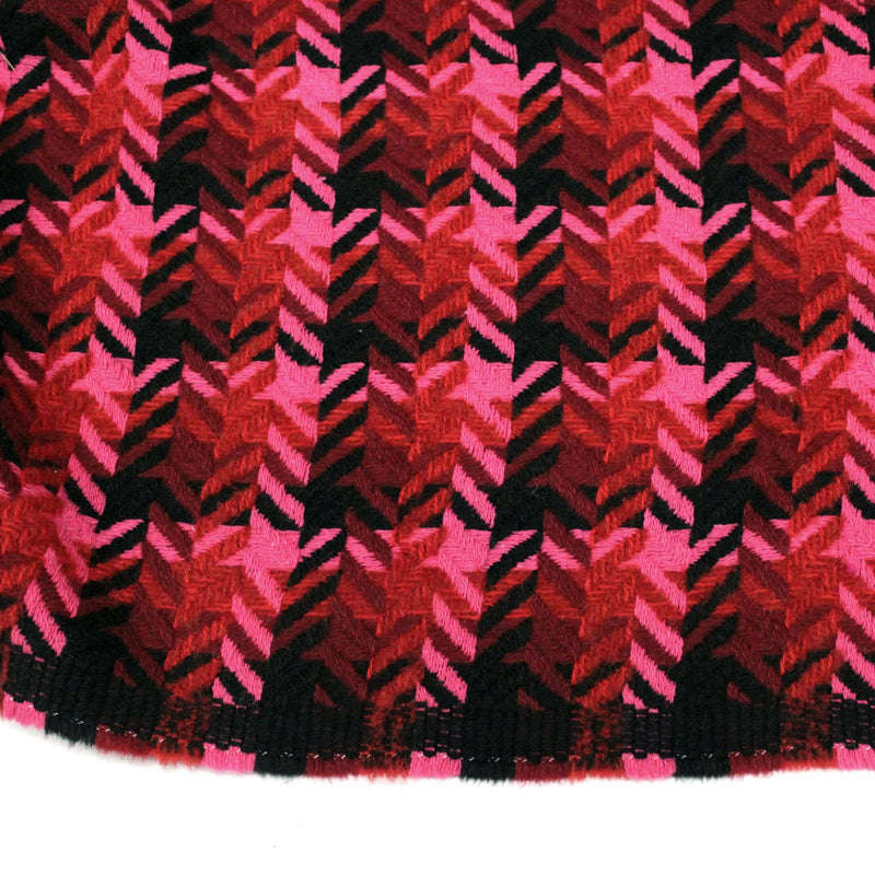 Tissu lainage grand motif pied de coq aux tons roses & noirs - Fabrication italienne - TissusPapi.com