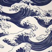 Tissu gabardine coton imprimée HOKUSAI Vagues japonaises bleues & blanc cassé - OEKO - TEX - TissusPapi.com