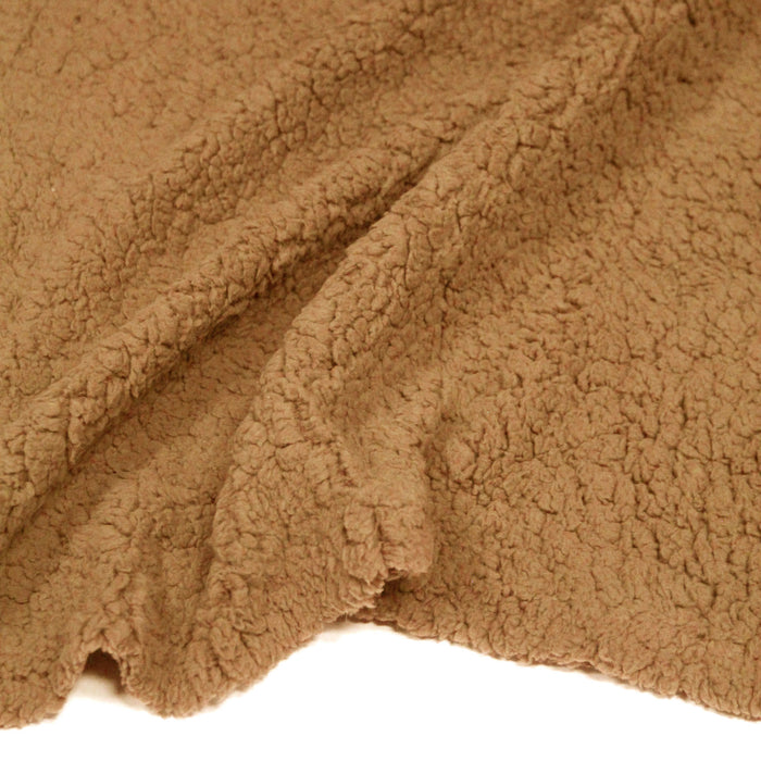 Tissu sherpa mouton ocre camel - OEKO-TEX