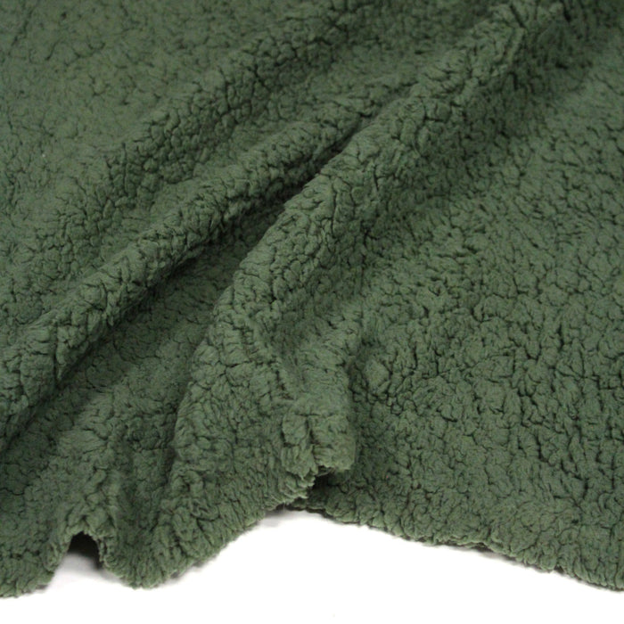 Tissu sherpa mouton vert fougère - OEKO-TEX