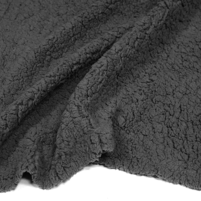 Tissu sherpa mouton gris anthracite - OEKO-TEX