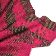 Tissu lainage grands carreaux rose fuchsia & marron - Fabrication italienne - TissusPapi.com