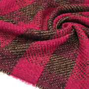 Tissu lainage grands carreaux rose fuchsia & marron - Fabrication italienne - TissusPapi.com