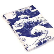 Tissu gabardine coton imprimée HOKUSAI Vagues japonaises bleues & blanc cassé - OEKO - TEX - TissusPapi.com