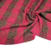 Tissu lainage grands carreaux rose fuchsia & marron - Fabrication italienne - TissusPapi.com
