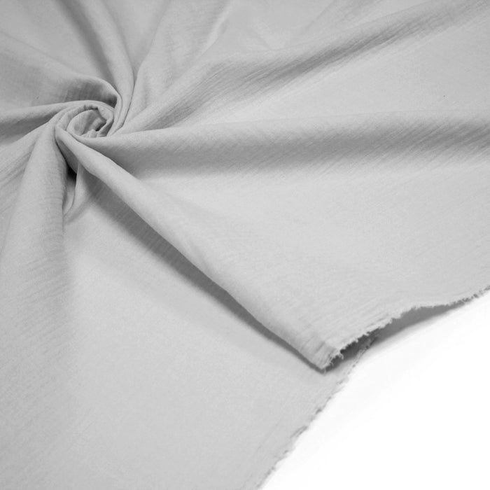 Tissu double gaze de coton gaufrée gris clair - Oeko-Tex
