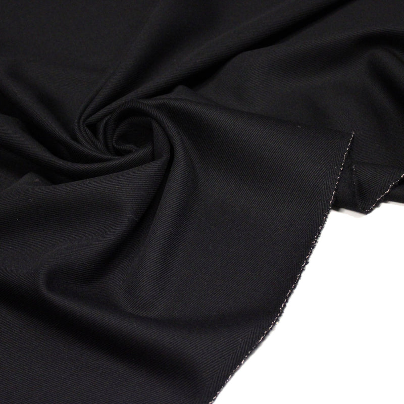 Tissu lainage sergé de laine noir - Fabrication italienne - TissusPapi.com