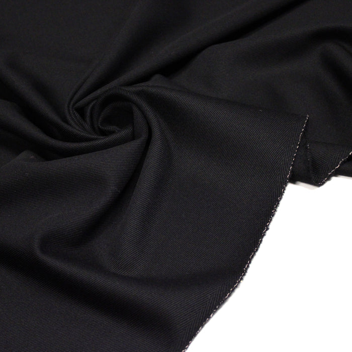 Tissu lainage sergé de laine noir - Fabrication italienne